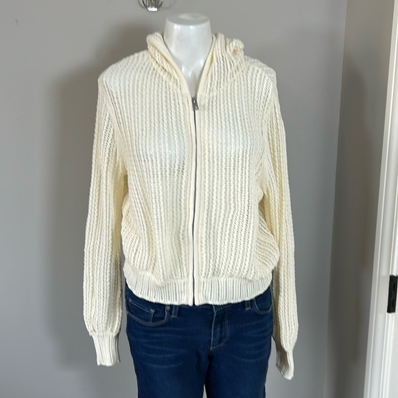 Rag and Bone Miley Hoodie Open Knit Sweater Pointelle Zip Front Sz XS NEW - Picture 5 of 13